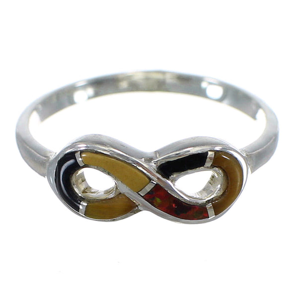 Sterling Silver Multicolor Infinity Southwest Ring Size 6-3/4 CX47584